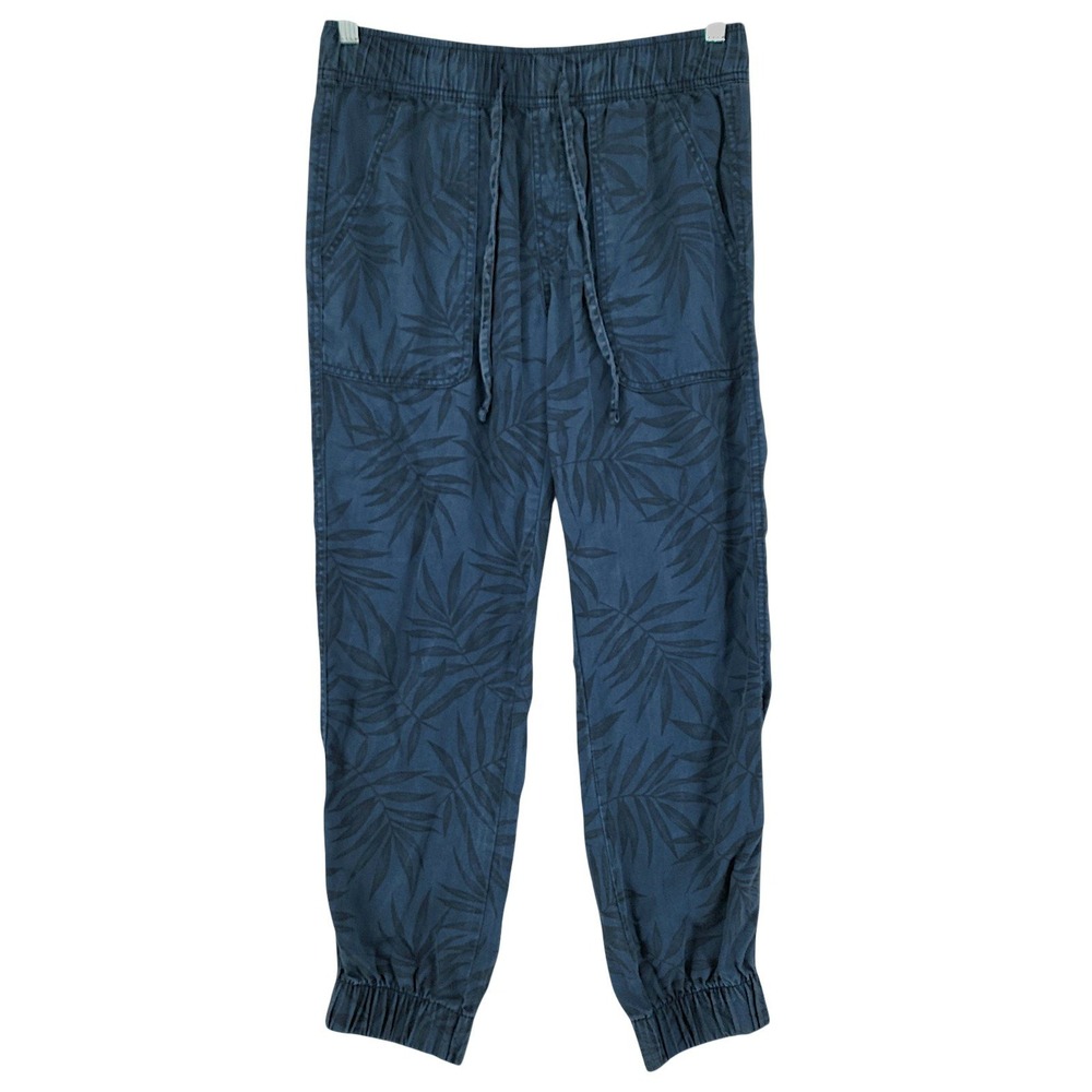 Orvis Jogger Pants S Womens Blue Palm Leaf Print Lyocell Drawstring Loungewear